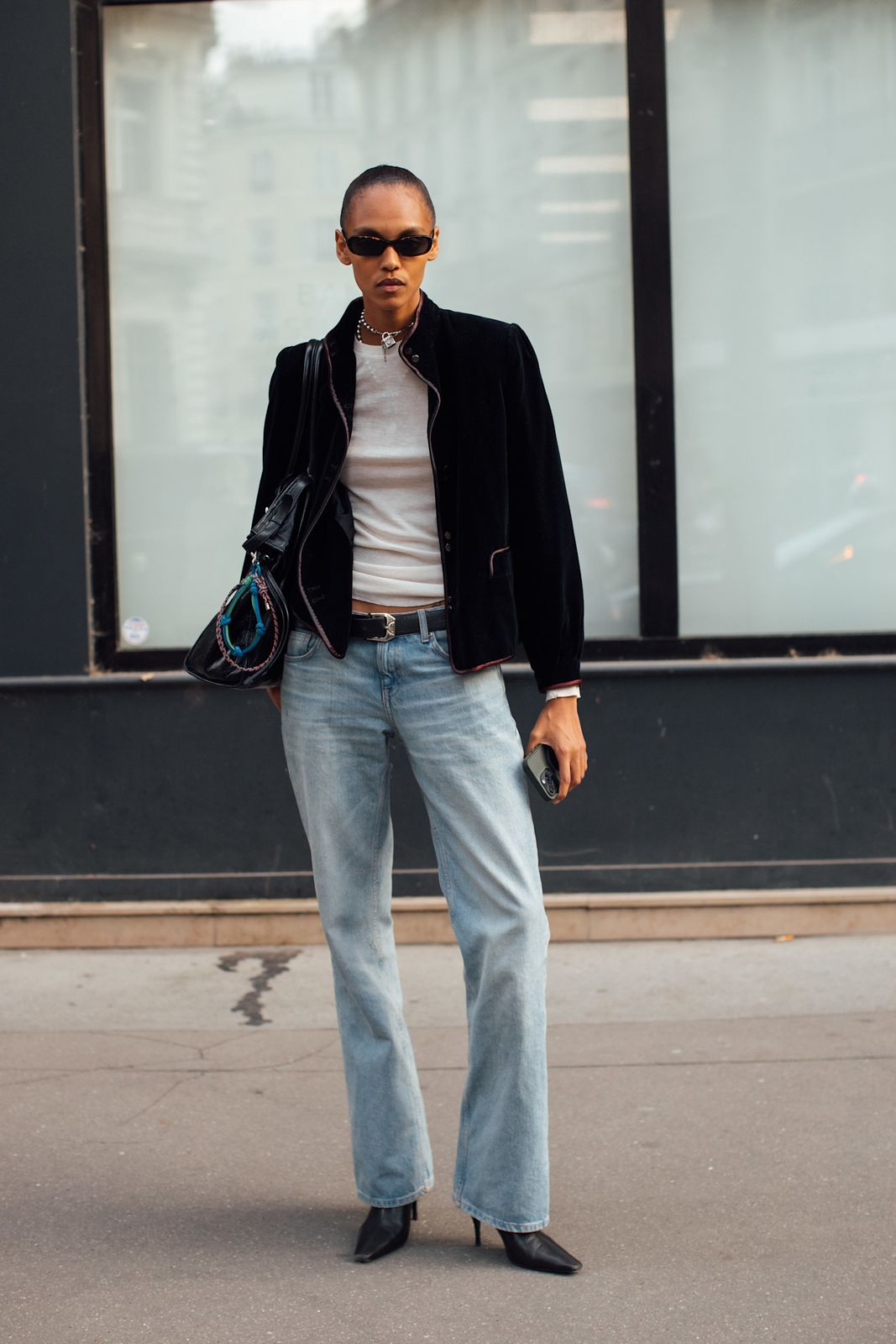 Light Blue Bootcut Jeans with Sheer Top, Velvet Blazer, and Heels Light Blue Bootcut Jeans with Sheer Top, Velvet Blazer, and Heels — Bootcut Jeans Outfits 2027 with Tank Top