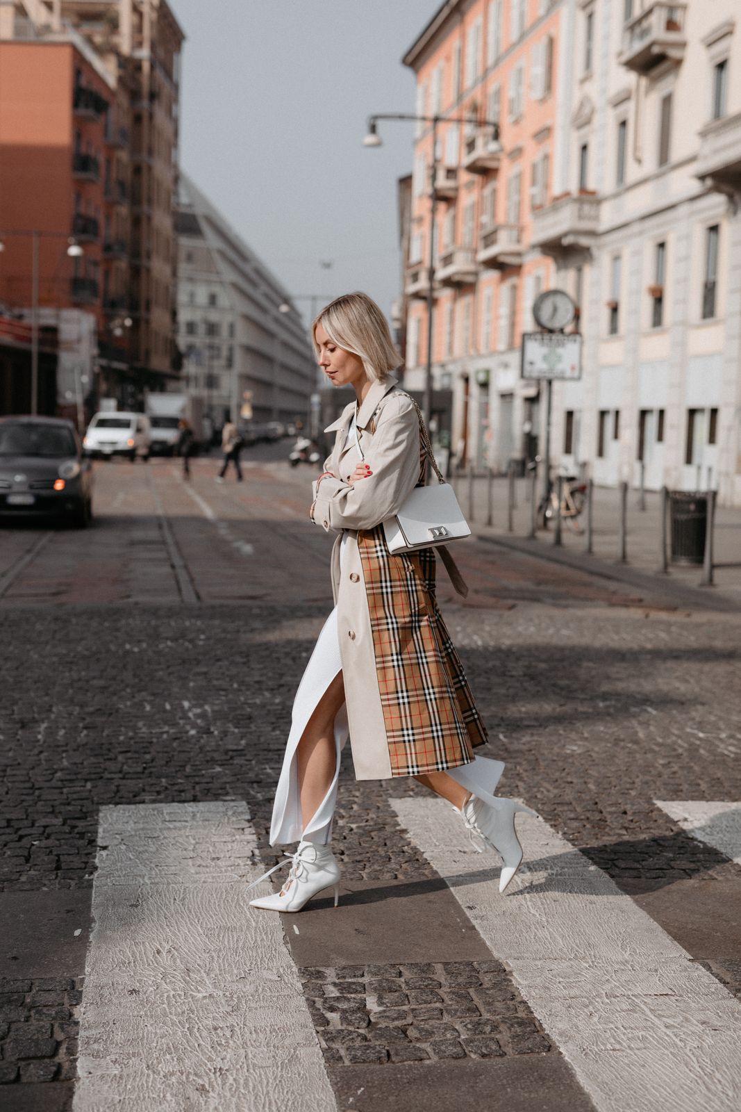 Beige Trench Coat with White Tee and Wide-Leg Trousers — Beige Spring Outfits 2027