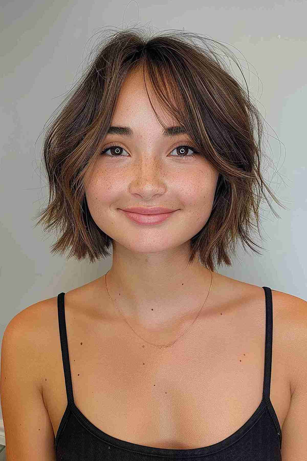 Textured Chin Bob with Side Bangs Textured Chin Bob with Side Bangs — Hairstyles 2027 for Fine Hair