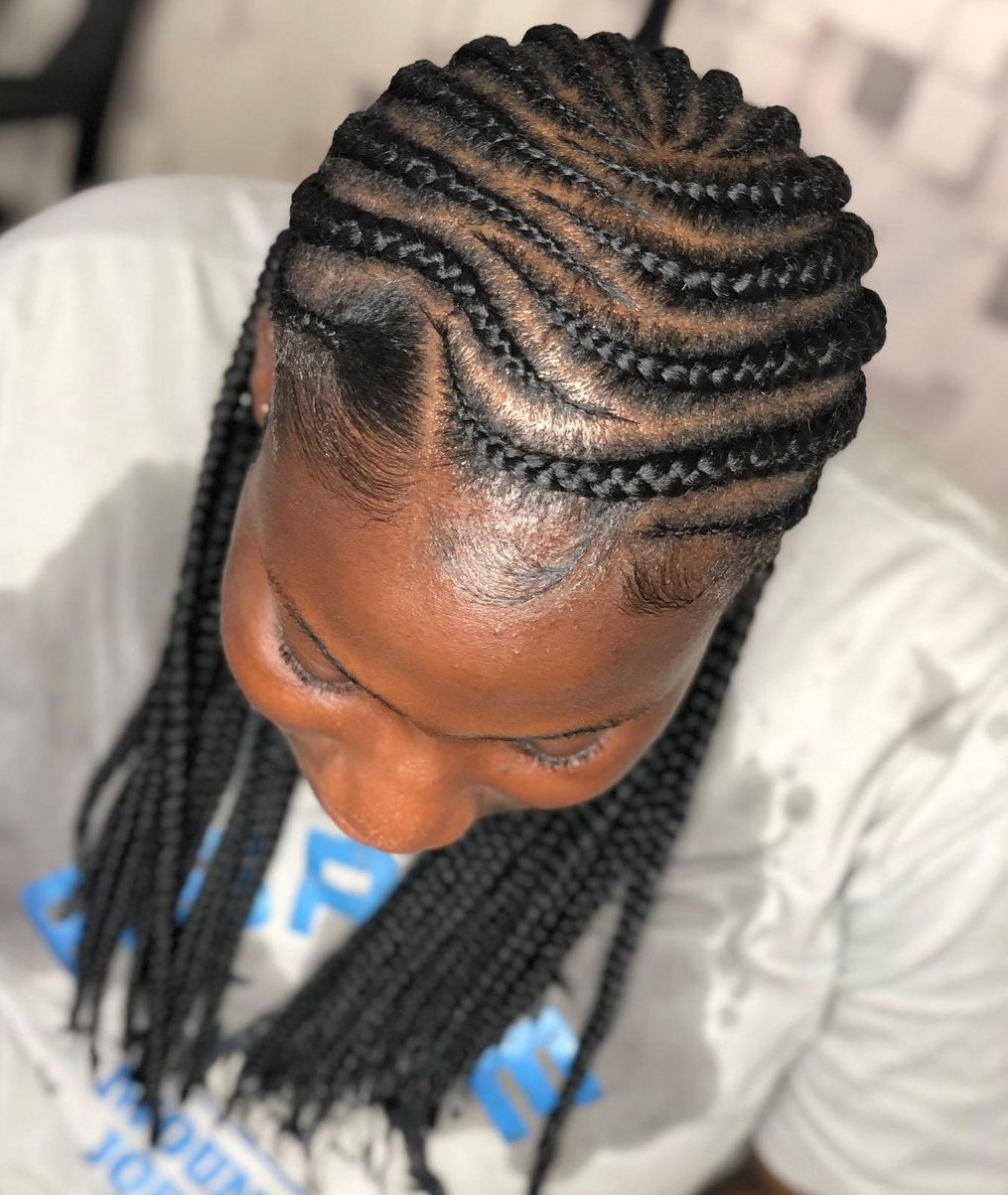 Wavy Cornrow Pattern With Loose Ends Wavy Cornrow Pattern With Loose Ends — Cornrow Braided Hairstyles 2027