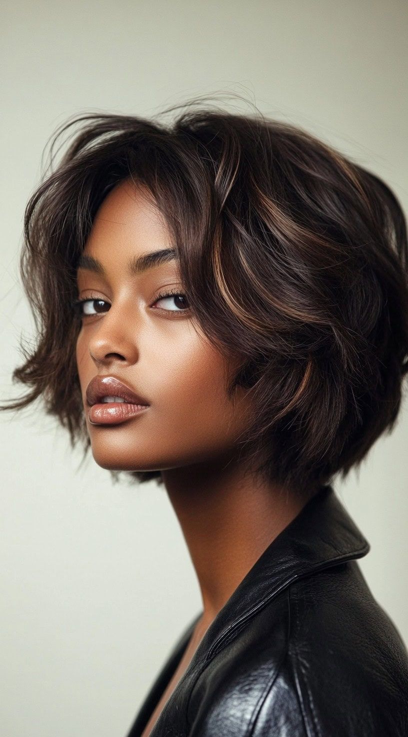 Dark Brown With Subtle Blonde Highlights Visual Idea — Chunky Highlights Bob 2027