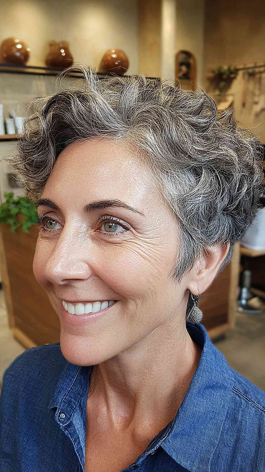 Grey Pixie With Silver Highlights Grey Pixie With Silver Highlights — Pixie 2027 for Curly Hair