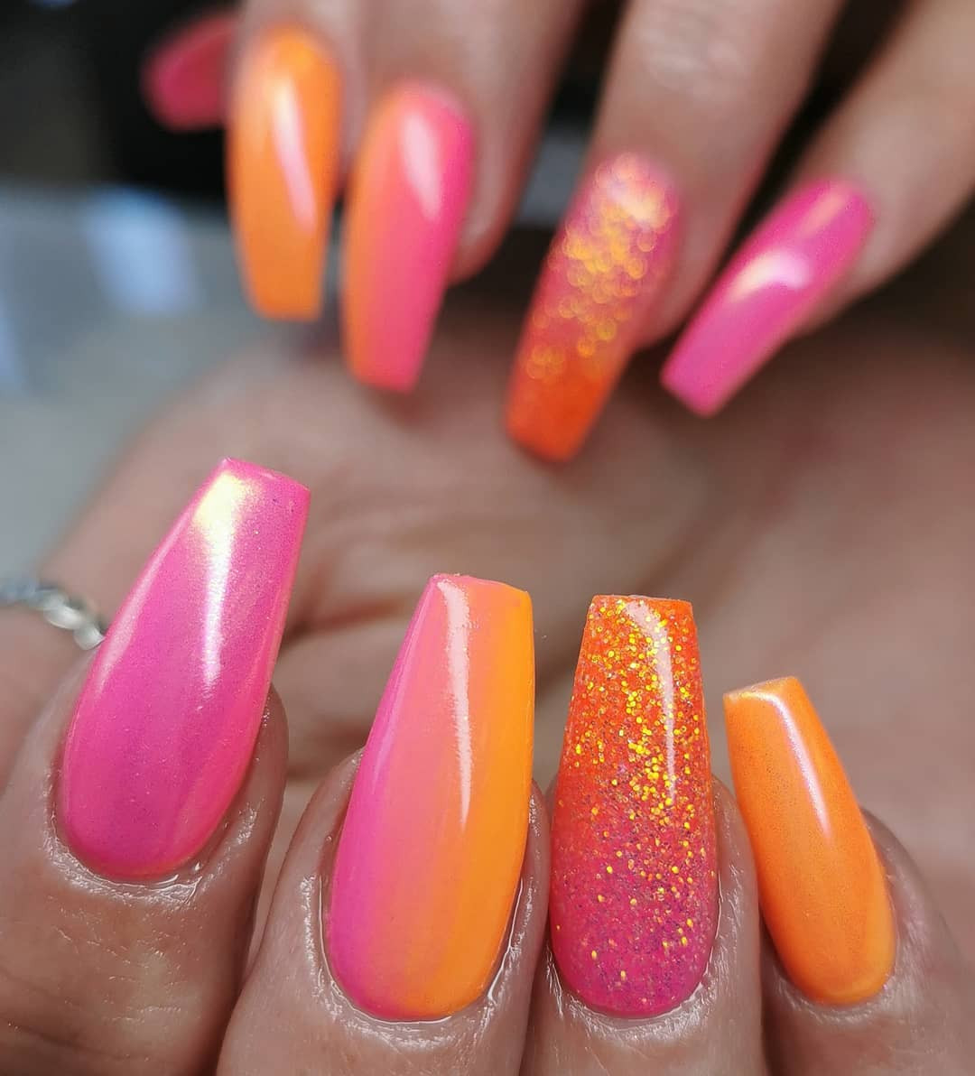 Visual Idea Visual Idea — Pink and Orange Sunset Nails 2027