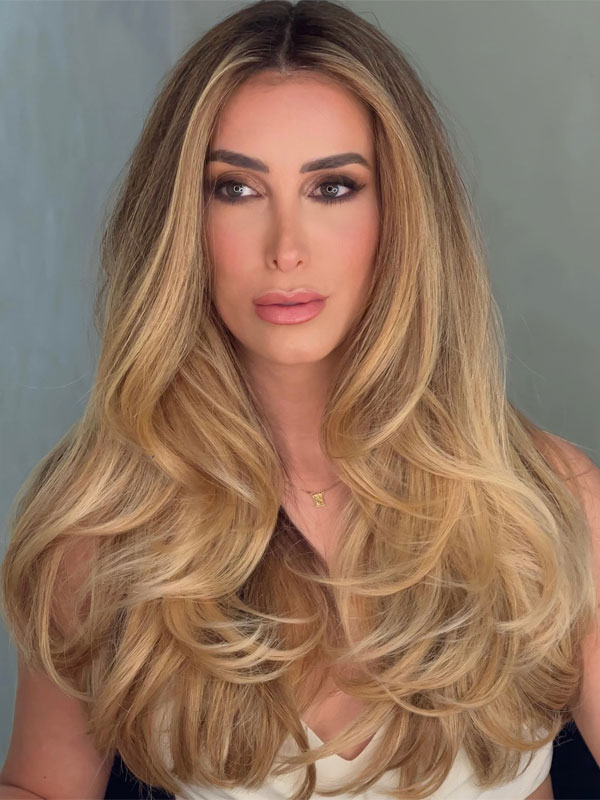 Mid-Back Honey Blonde Voluminous Blowout — Warm Blonde Hair 2027