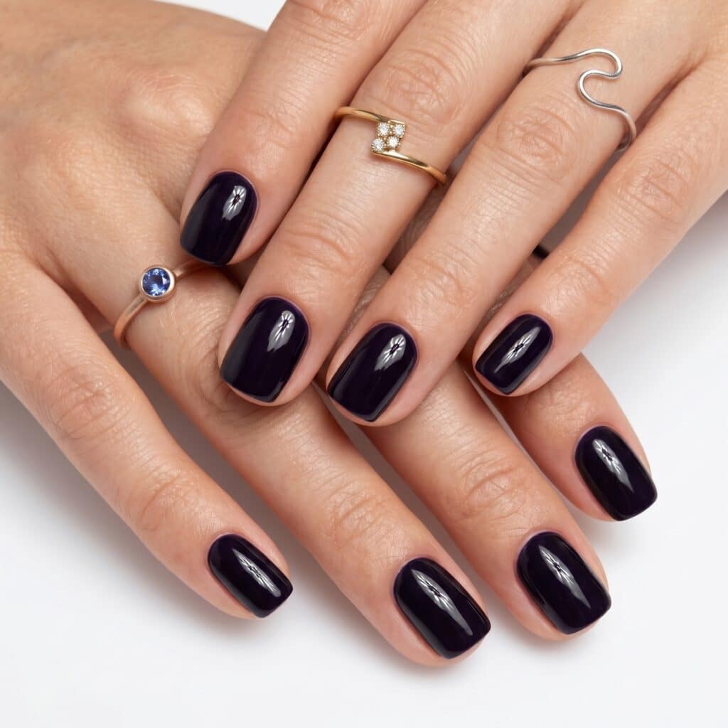 Deep Dark Purple Glossy Short Oval Nails Deep Dark Purple Glossy Short Oval Nails — Short Press On Nails 2027