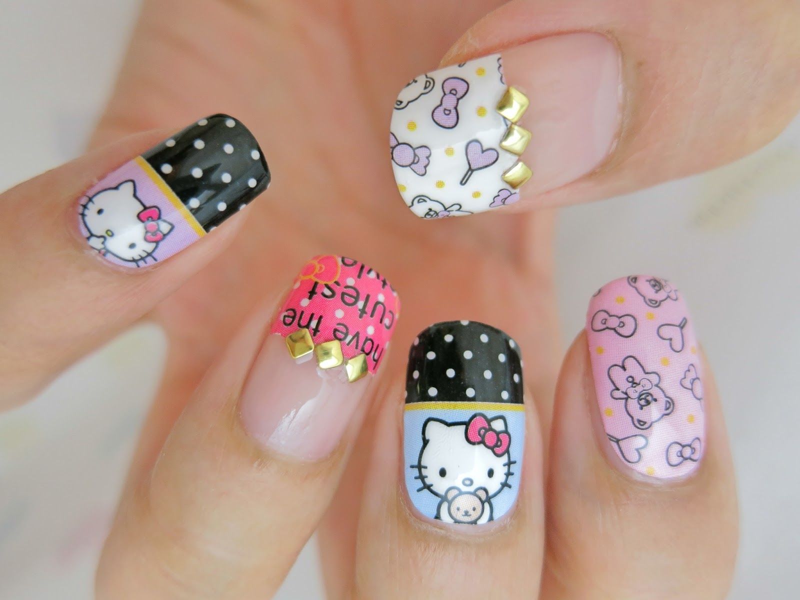 Hello Kitty Nail Wraps with Gold Studs Hello Kitty Nail Wraps with Gold Studs — Hello Kitty Nails 2027 for Kids