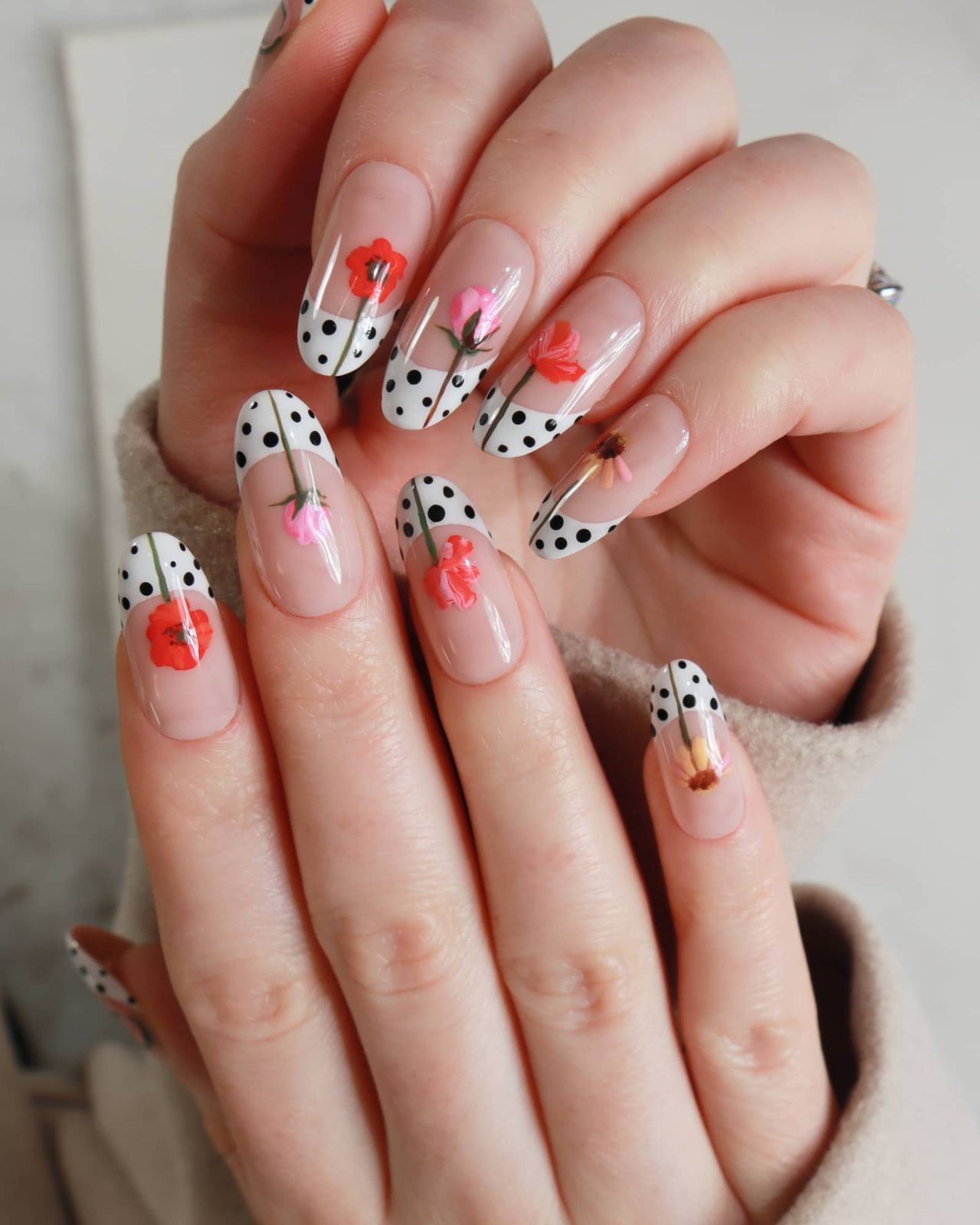 Delicate Watercolor Floral Almond Nails — Floral Gel Nails 2027