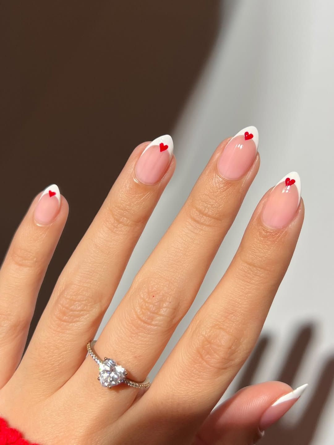 Tiny Red Hearts On The French Tips Visual Idea Tiny Red Hearts On The French Tips Visual Idea — Valentines Press On Nails 2027