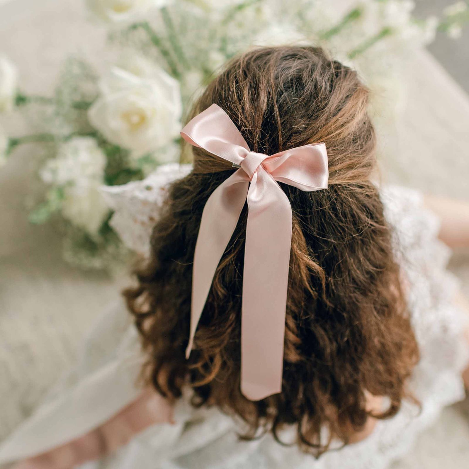 Half Up Pale Pink Satin Bow — Ribbons Little Girl Hairstyles 2027