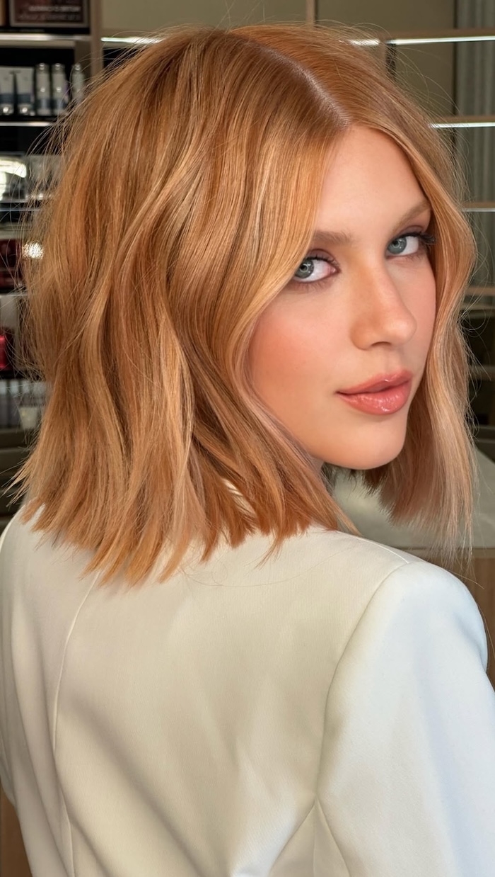 Warm Caramel Peach Bob Warm Caramel Peach Bob — Peach Blonde Hair 2027