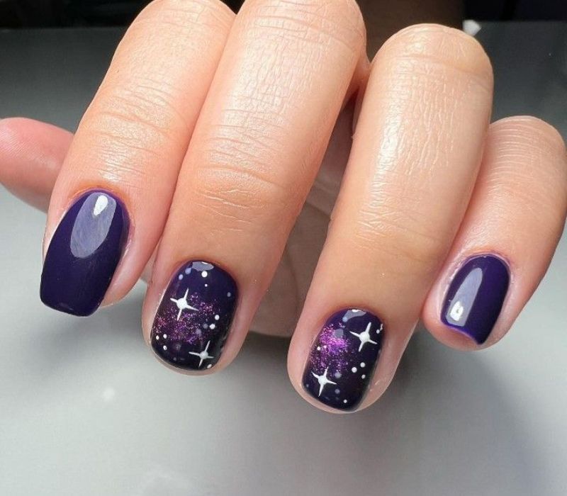 Short Square Indigo Night Sky Accents Short Square Indigo Night Sky Accents — Galaxy Nails 2027