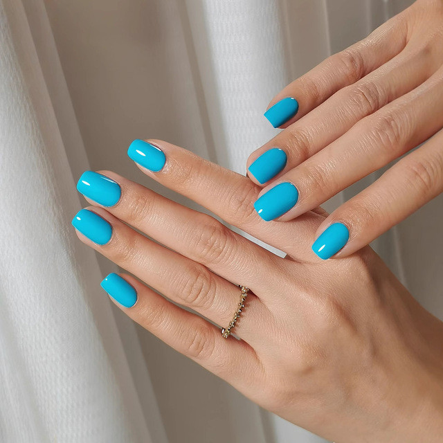 Vibrant Turquoise Glossy Short Square Vibrant Turquoise Glossy Short Square — Nails That Last 2027