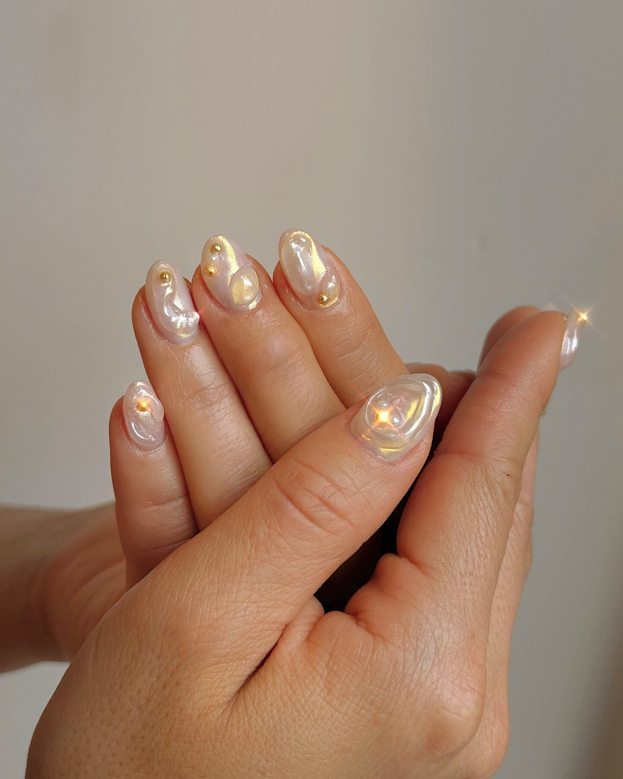 Gold Beads On Several Nails Visual Idea Gold Beads On Several Nails Visual Idea — Glazed Nails 2027