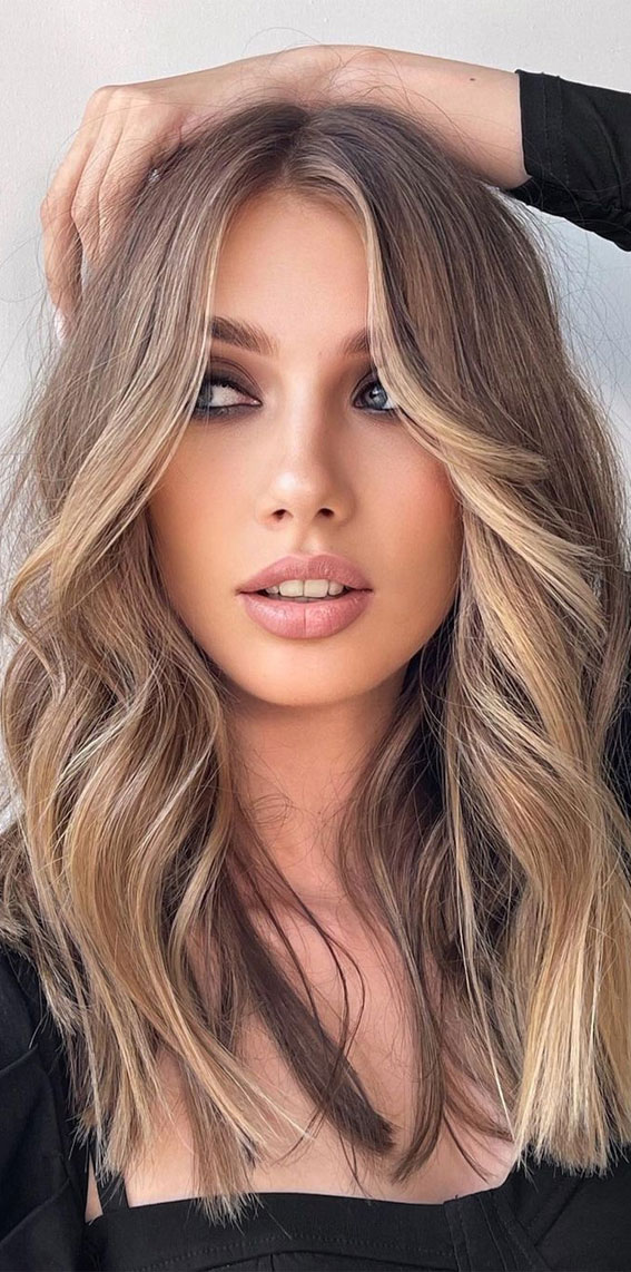 Medium Brown with Caramel and Ash Lowlights — Lowlights 2027