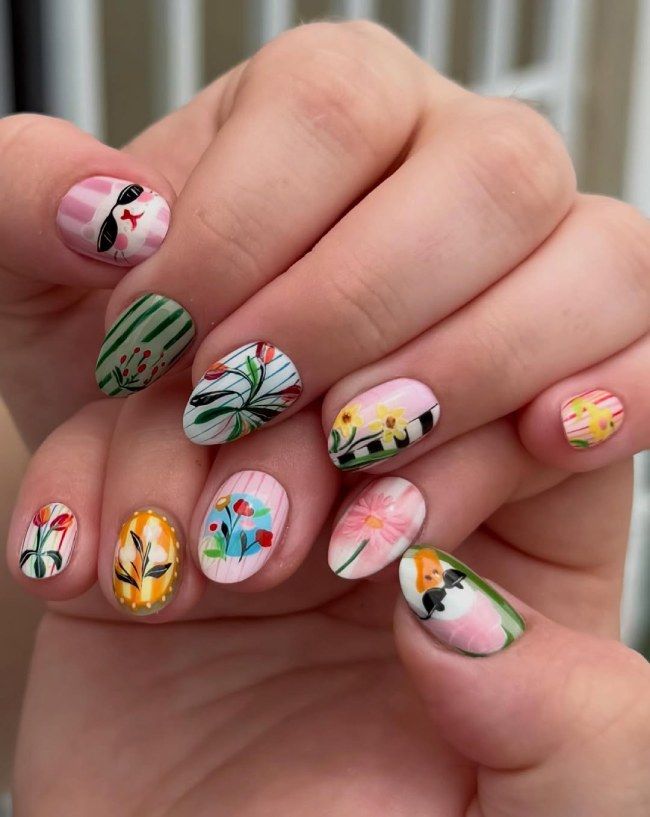 Diverse Hand-Painted Almonds Diverse Hand-Painted Almonds — Painted Petal Nails 2027