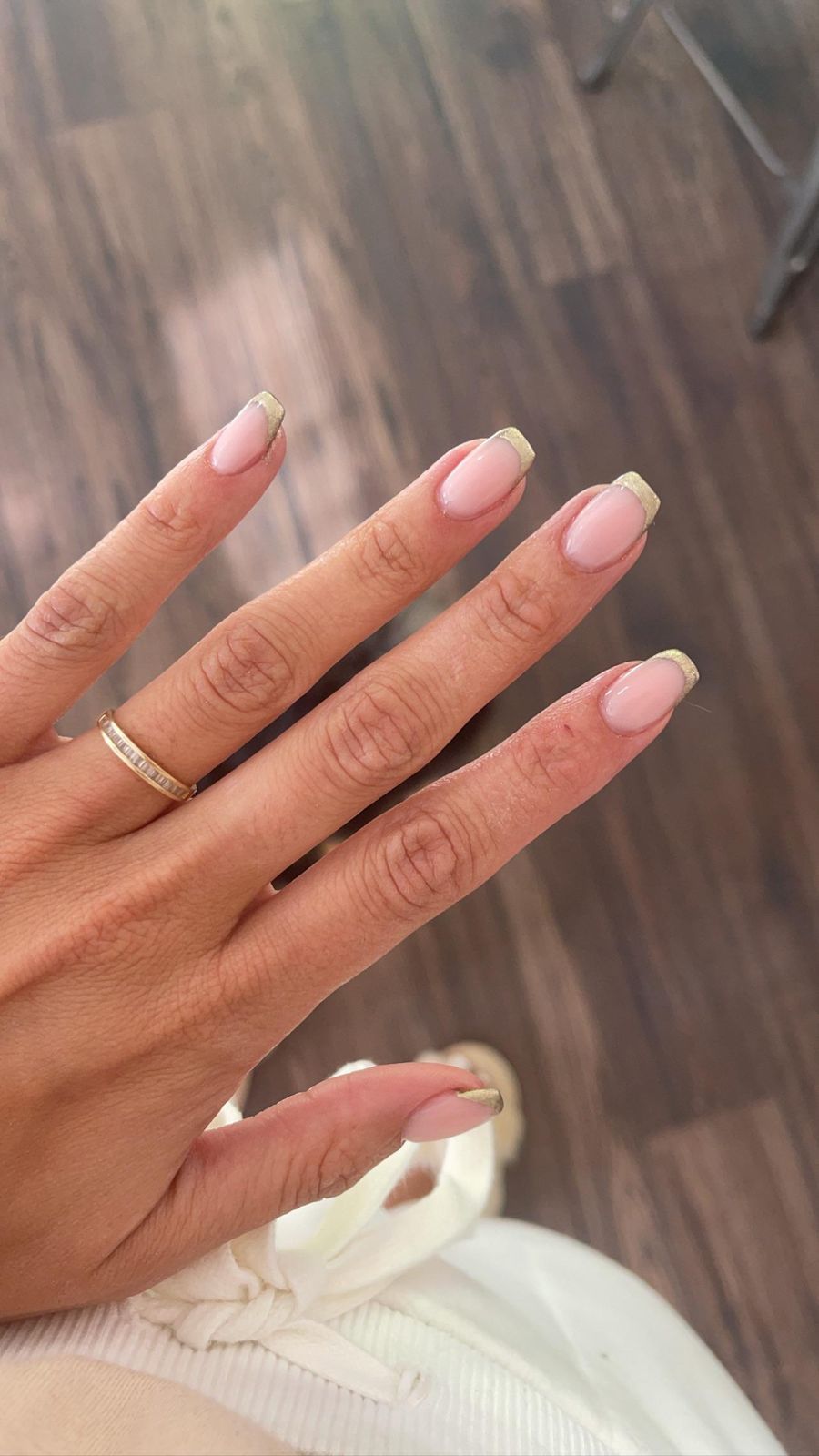 Sheer Pink Gold French Square Nails Sheer Pink Gold French Square Nails — Miami Nails 2027