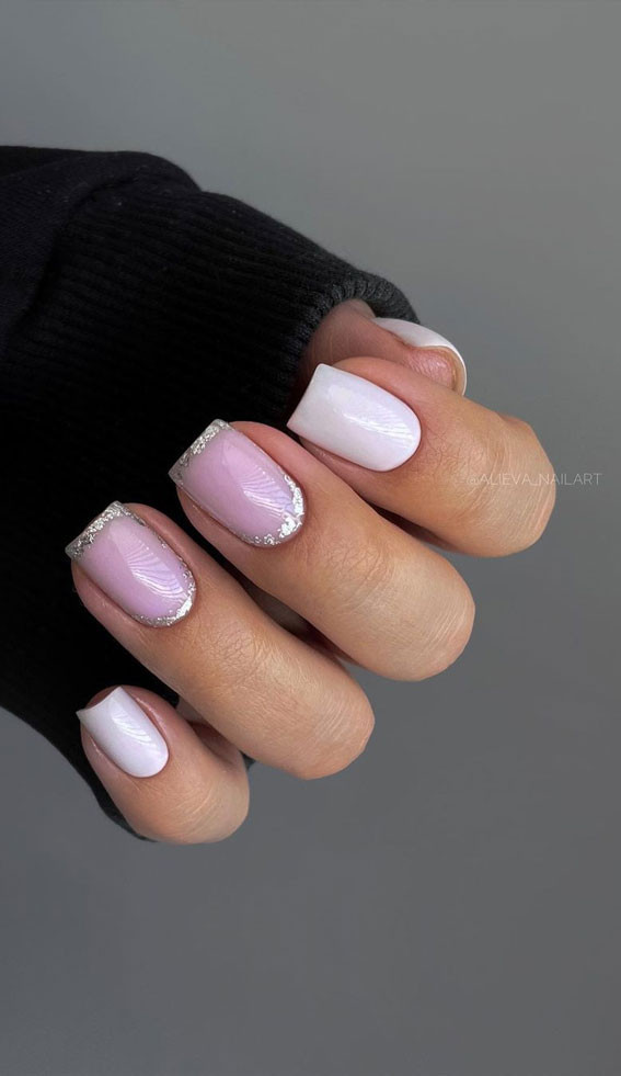 Elegant Festive Visual Idea — Short Double French Tip Nails 2027