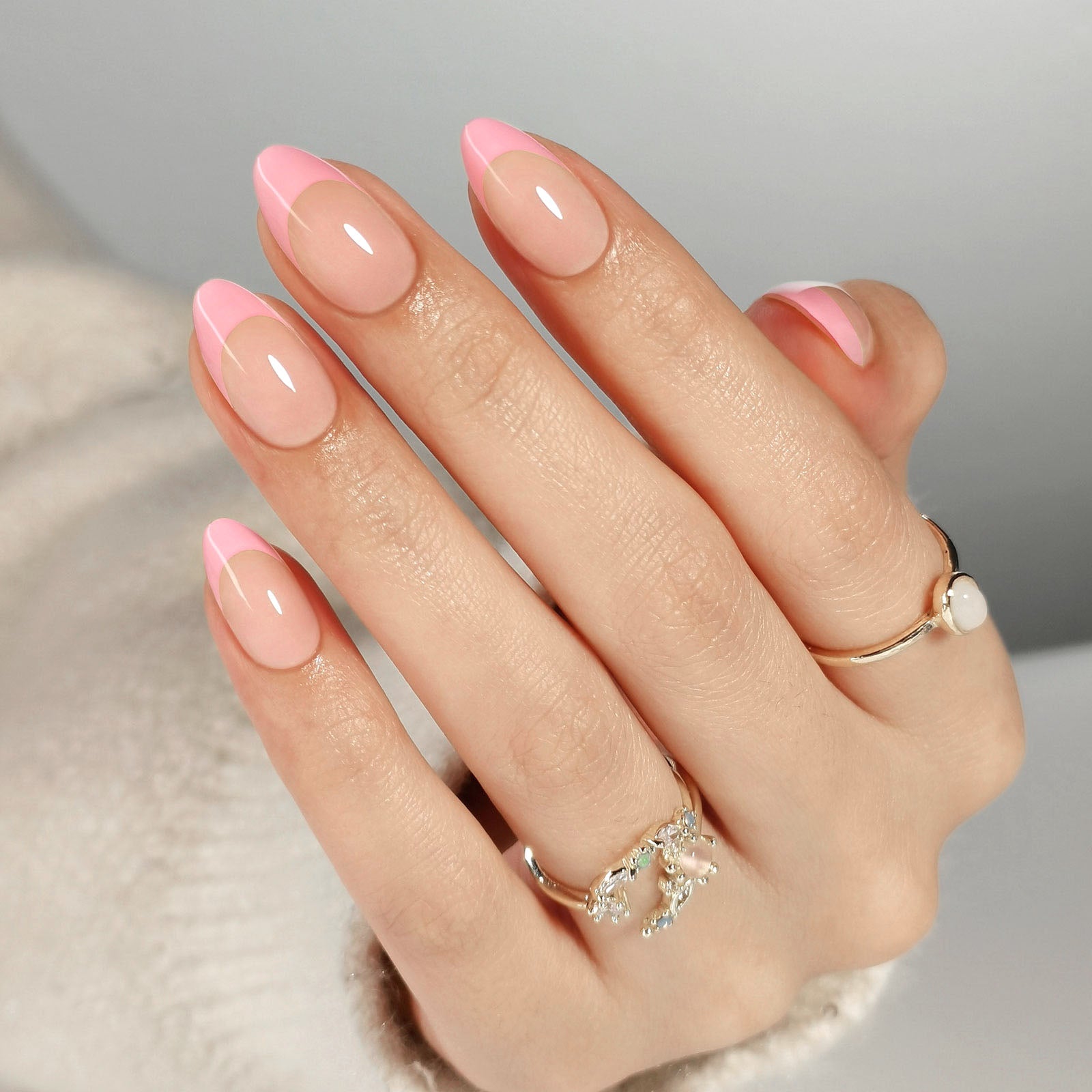 Monochromatic Pink French Almonds Monochromatic Pink French Almonds — Long Almond Nails 2027
