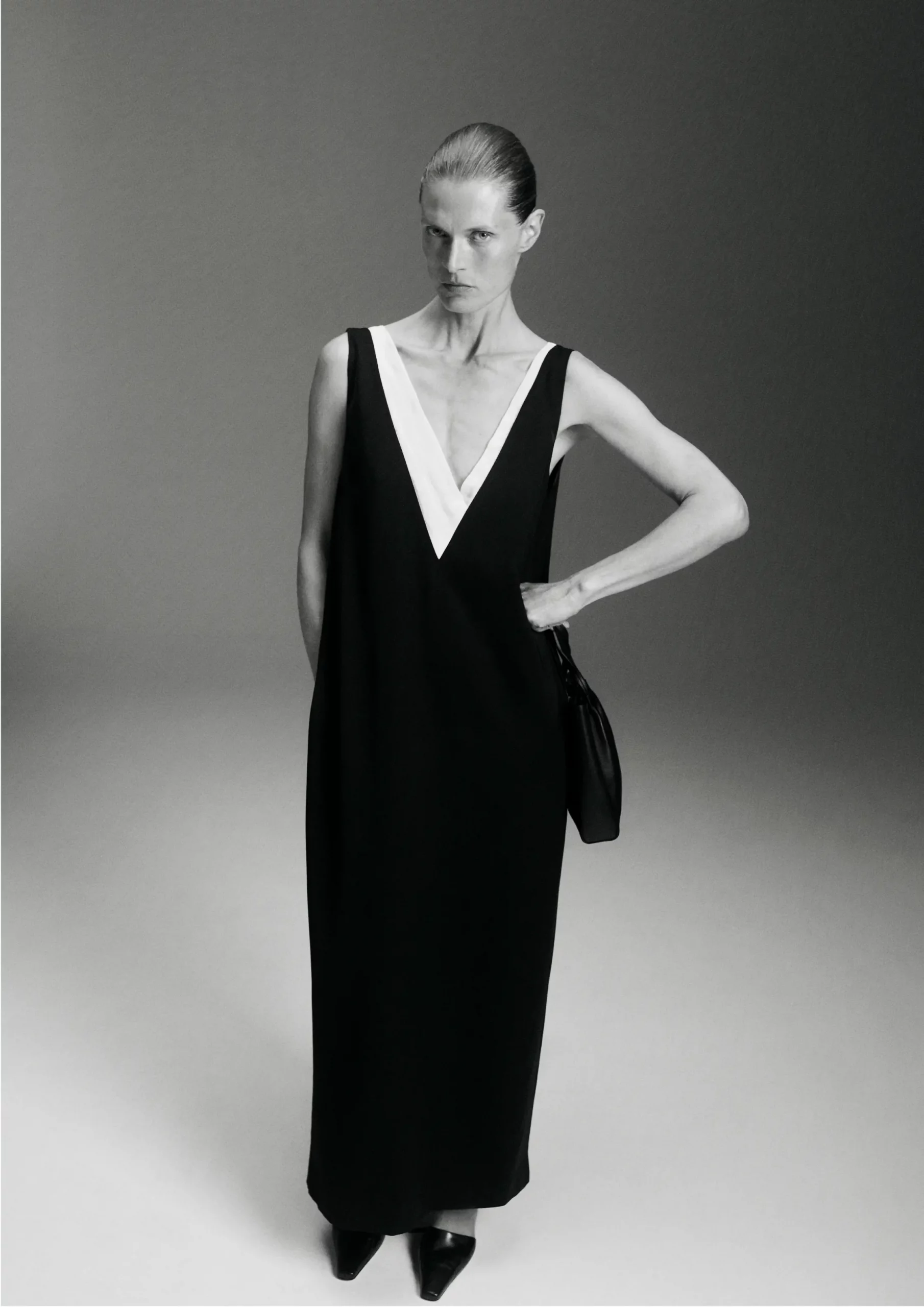 Sleepless V-Neck Black Evening Dress — Black and White Outfits 2027