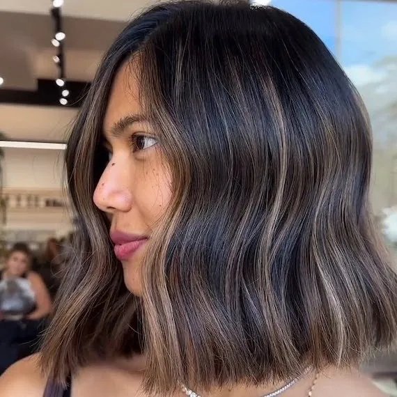 Dark Brown Bob With Subtle Blonde Balayage Dark Brown Bob With Subtle Blonde Balayage — Blonde Balayage 2027