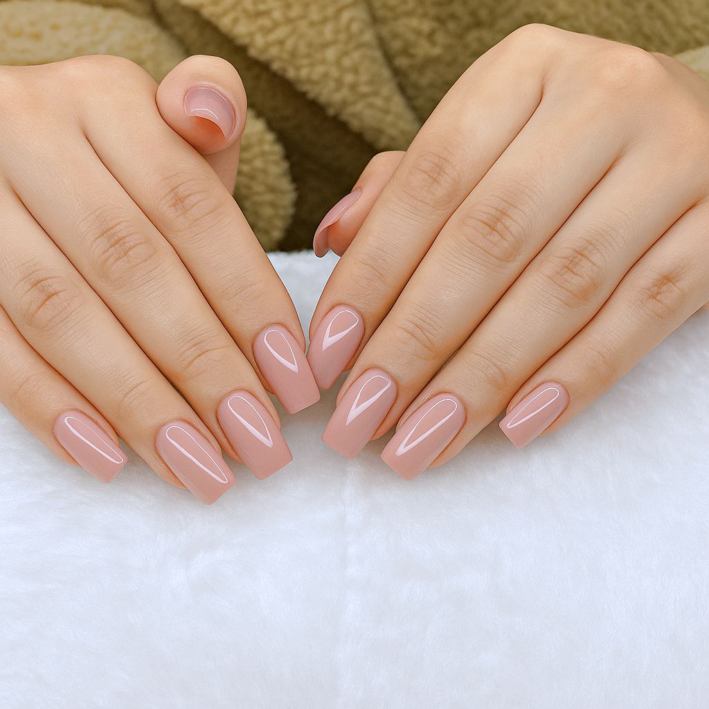 Nude Pink Glossy Medium Square Nude Pink Glossy Medium Square — Polygel Nails 2027