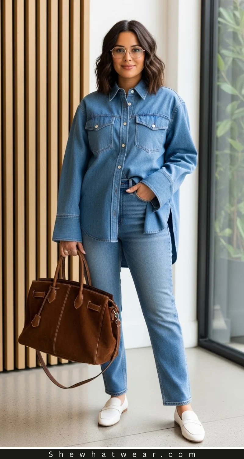 Double Denim Perfection: Straight-Leg Jeans and Shirt Double Denim Perfection: Straight-Leg Jeans and Shirt — Jeans Outfits 2027