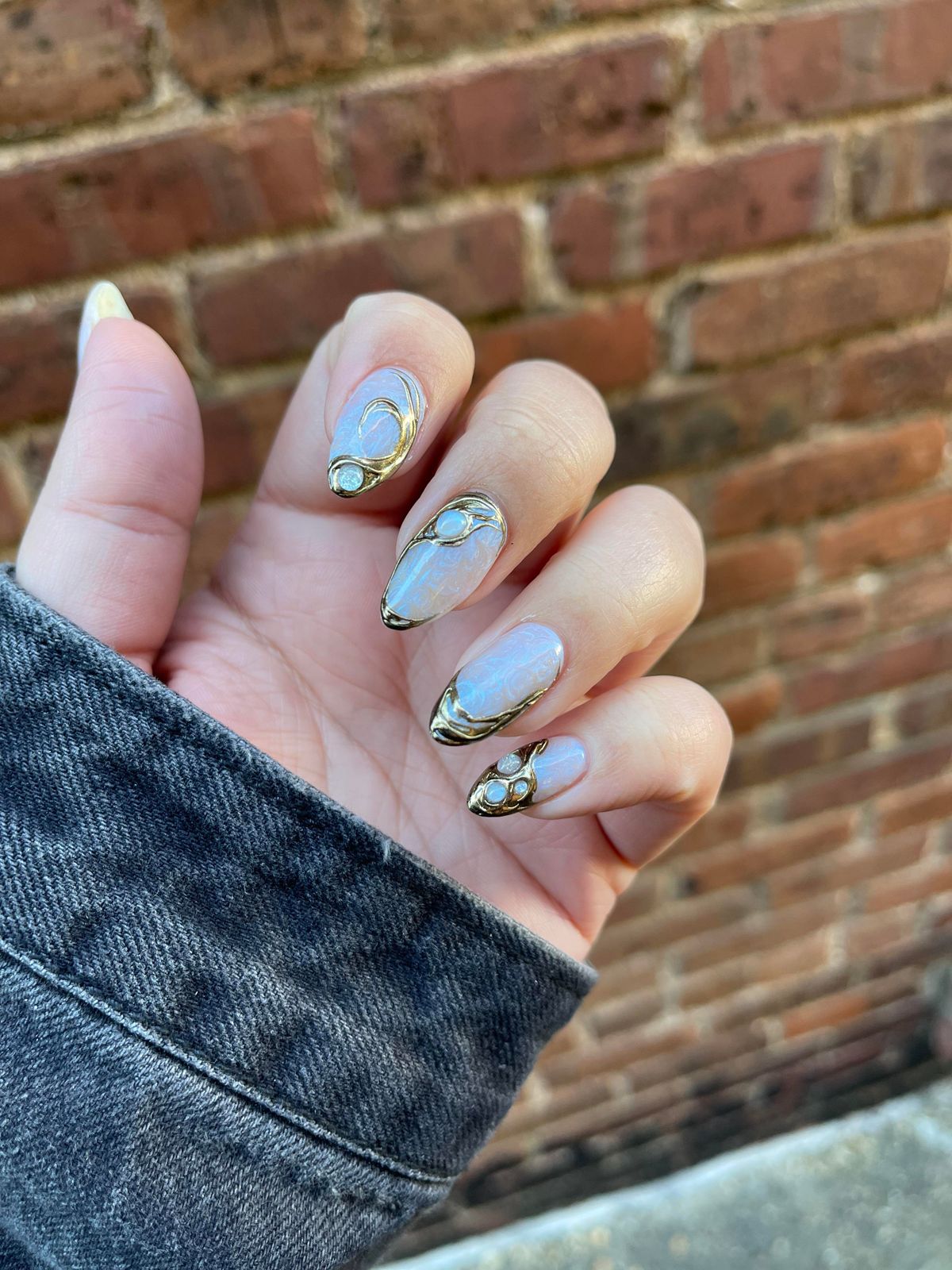 Sheer Nude Medium Oval with Subtle Silver Glitter Gradient — 30th Birthday Nails 2027