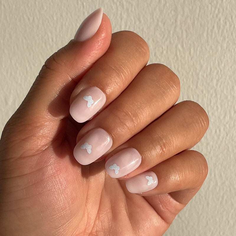 Subtle White Butterfly Cuticle Decals Subtle White Butterfly Cuticle Decals — Short Butterfly Round Nails 2027