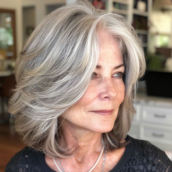 Silver Lob With Face-Framing Layers — Silver Hair 2027