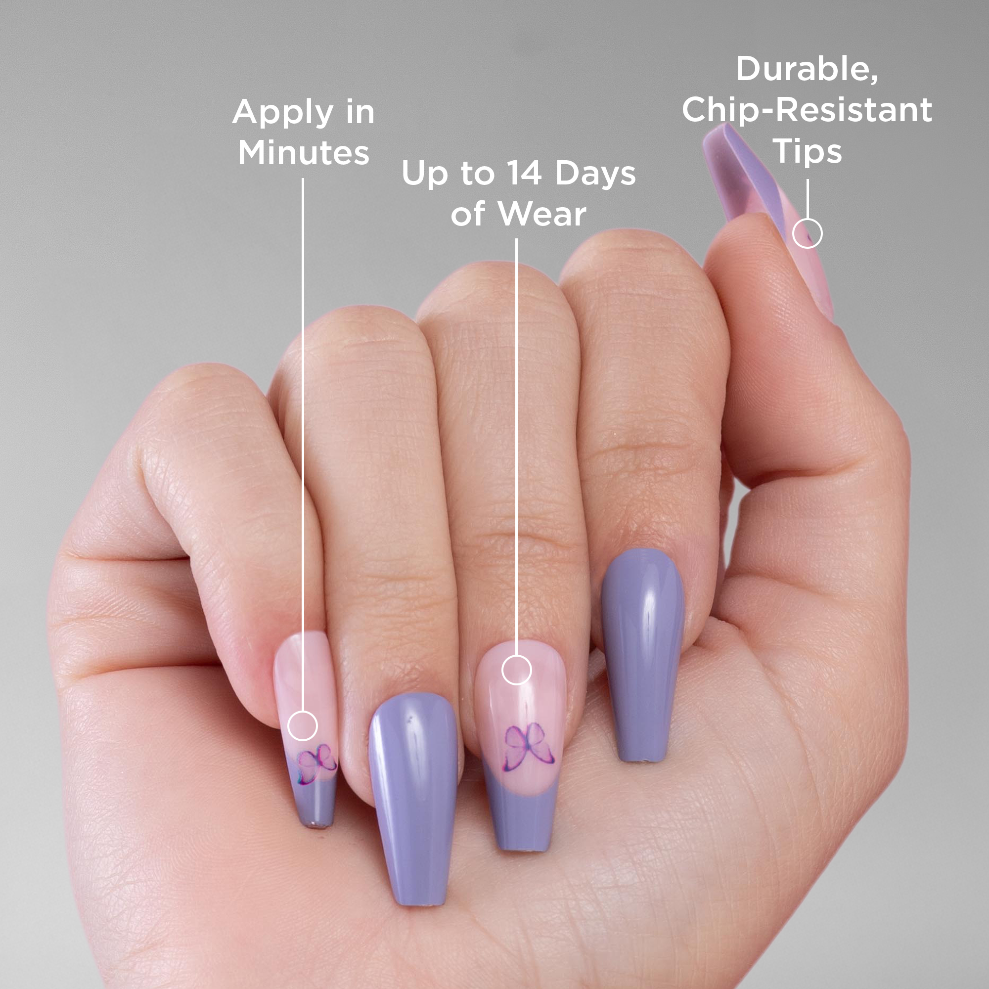 Lavender to Pink Gradient Butterfly Nails Lavender to Pink Gradient Butterfly Nails — Short Butterfly Coffin Nails 2027