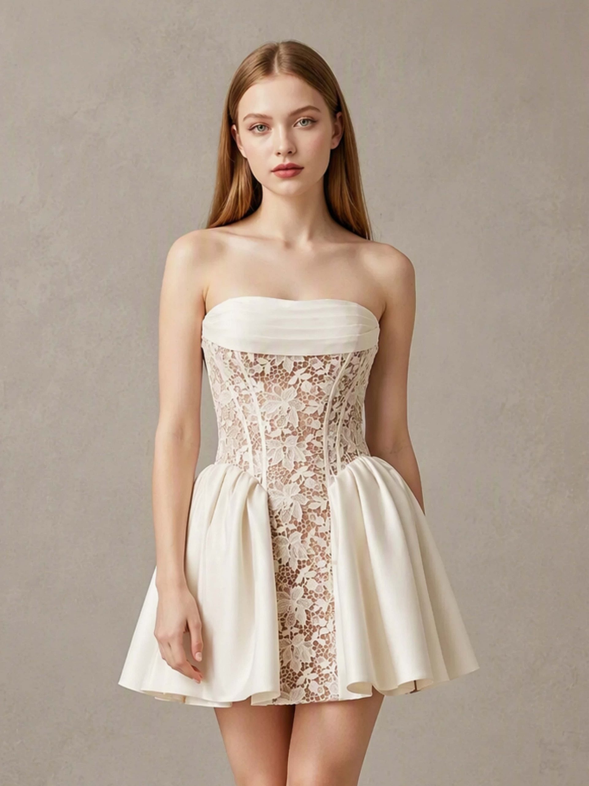 Playful Ivory Lace Corset Mini Dress — Bridal Shower Dresses 2027