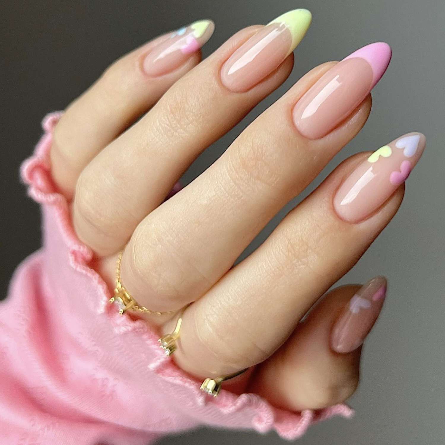 Medium Stiletto Pastel Heart French Medium Stiletto Pastel Heart French — French Tip Nails 2027 for Wide Nail Beds