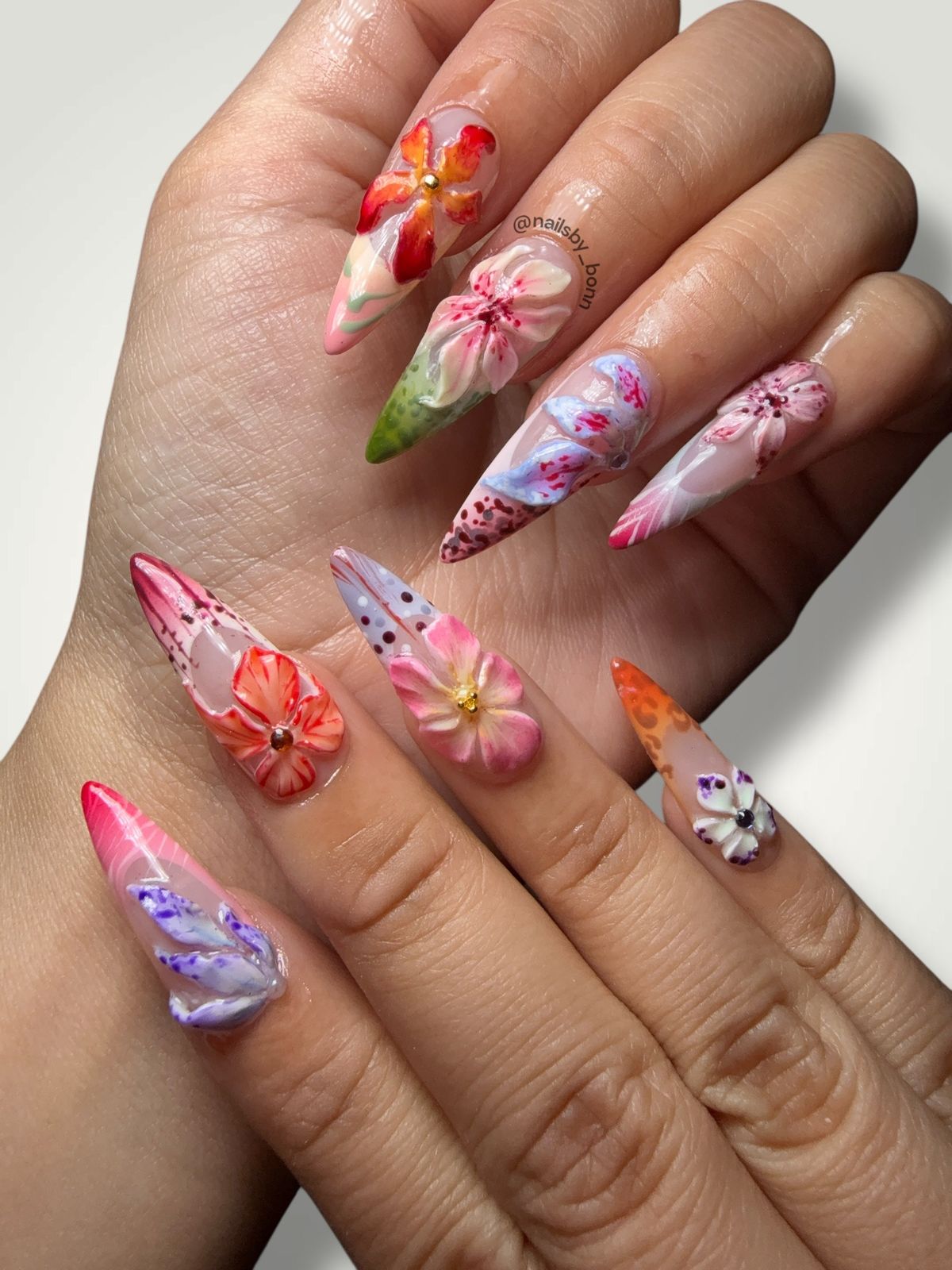 Glossy Some With Glitter Accents Visual Idea Glossy Some With Glitter Accents Visual Idea — Floral Stiletto Nails 2027