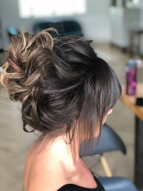 Voluminous Dark Brown Messy Updo Voluminous Dark Brown Messy Updo — Wedding Hairstyles 2027 for Short Hair