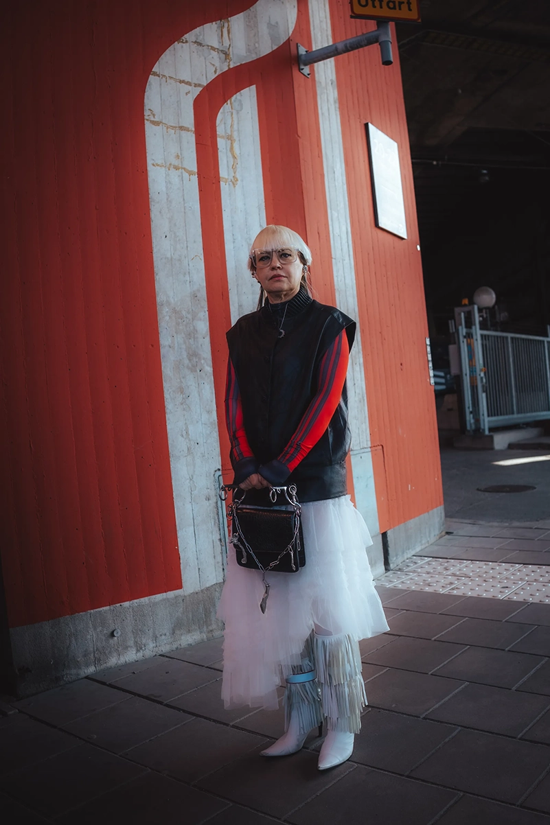 Tulle Texture: Vest Over Striped Top with Tulle Skirt Tulle Texture: Vest Over Striped Top with Tulle Skirt — Streetwear Outfits 2027