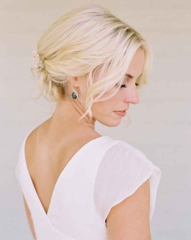 Platinum Blonde Soft Chignon with Accessory Platinum Blonde Soft Chignon with Accessory — Updos 2027 for Short Hair