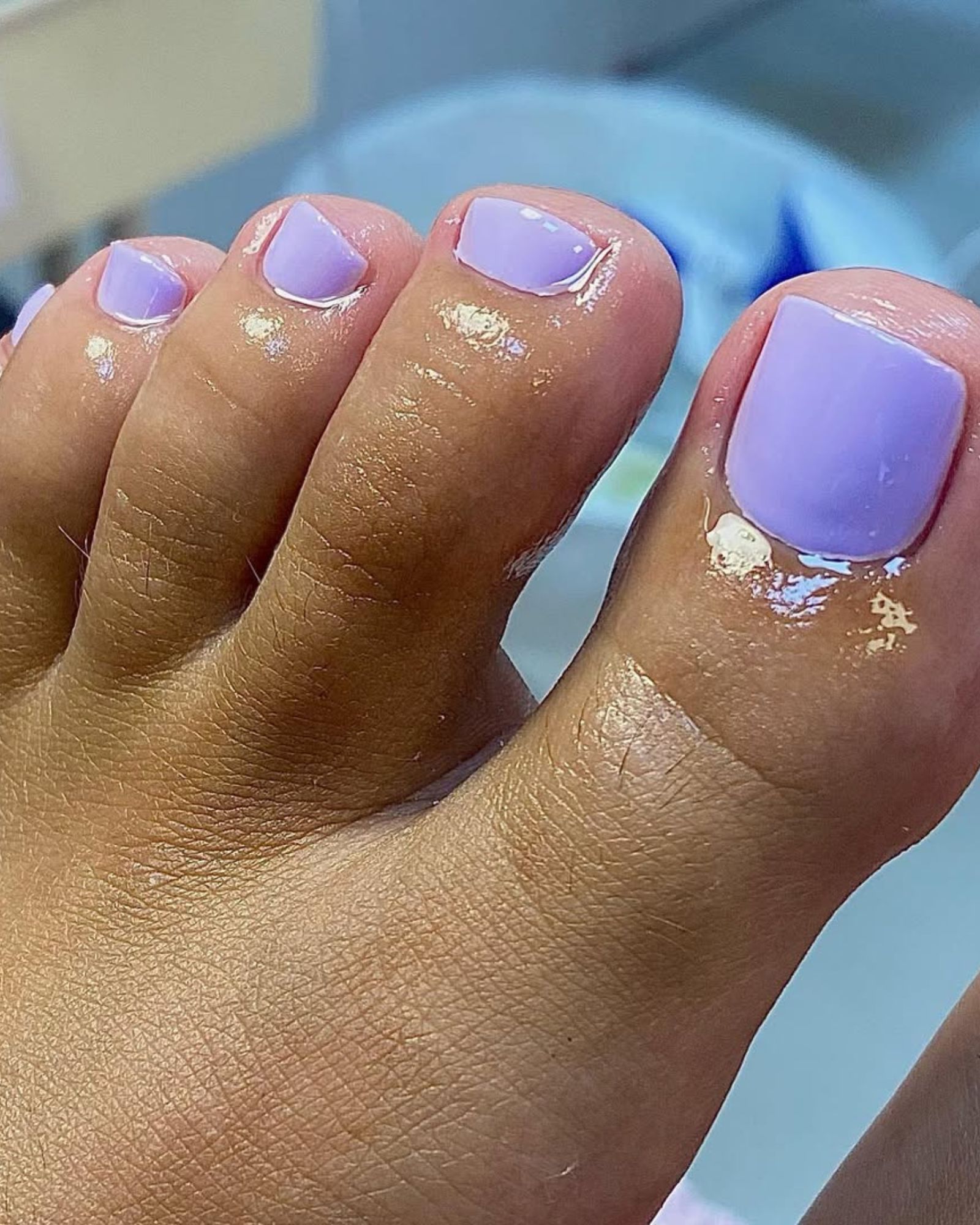 Sheer Lilac French Tip with Gold Beads — Purple Toe Nails 2027
