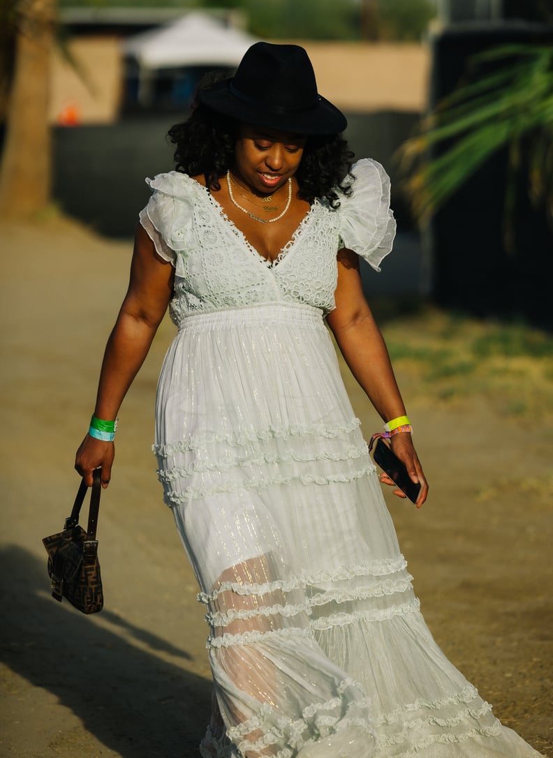 White Lace Maxi Dress with Fedora Hat White Lace Maxi Dress with Fedora Hat — Coachella Outfits 2027