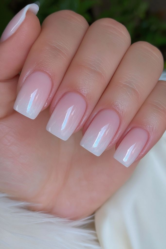 Iridescent French Ombre Square Nails Iridescent French Ombre Square Nails — Teacher Nails 2027