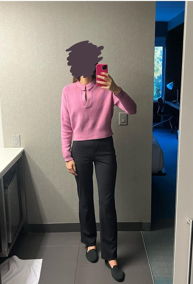 Cropped Pink Polo Sweater for Polished Travel Cropped Pink Polo Sweater for Polished Travel — Business Trip Outfits 2027
