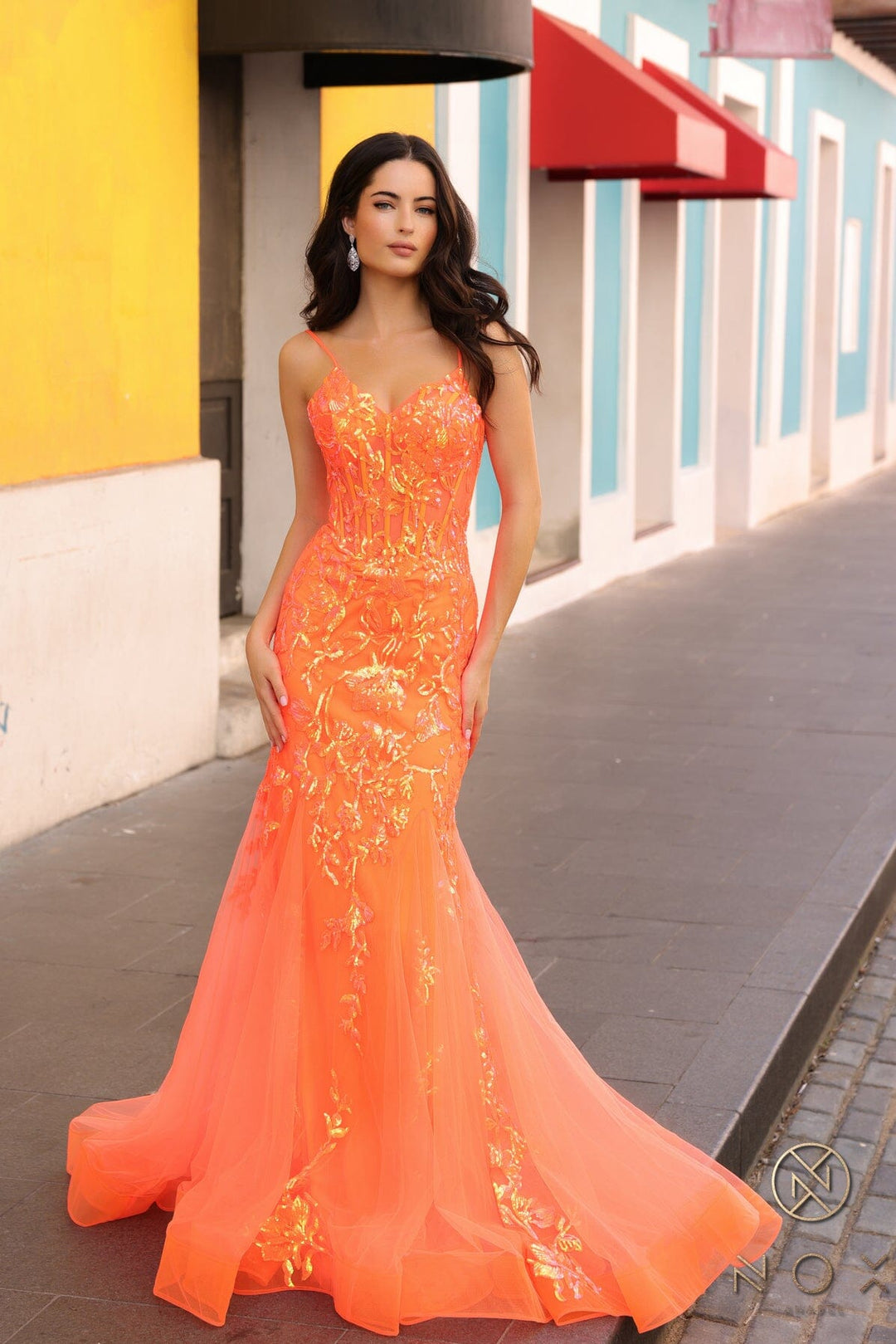 Formal Flair: Neon Orange Mermaid Gown — Neon Outfits 2027