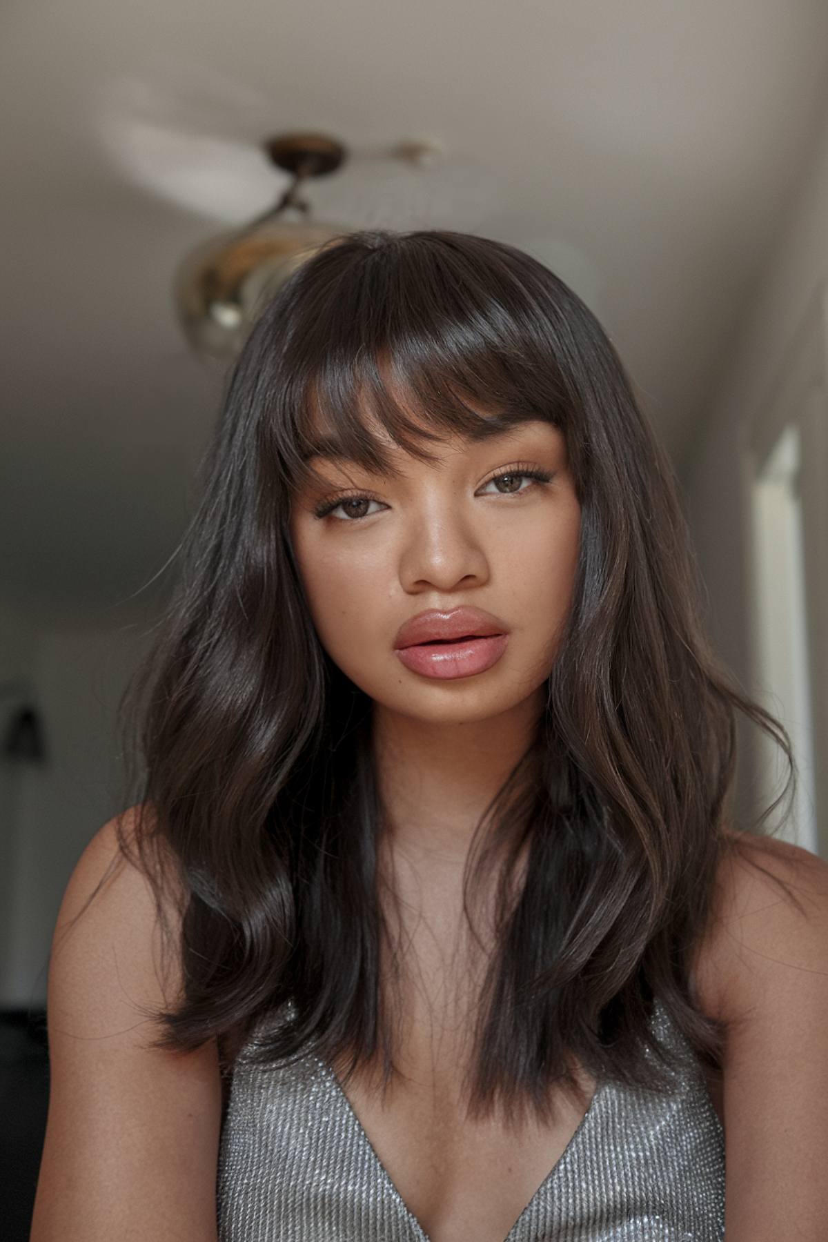 Collarbone Blowout With Neat Blunt Bangs Collarbone Blowout With Neat Blunt Bangs — Black Bangs 2027