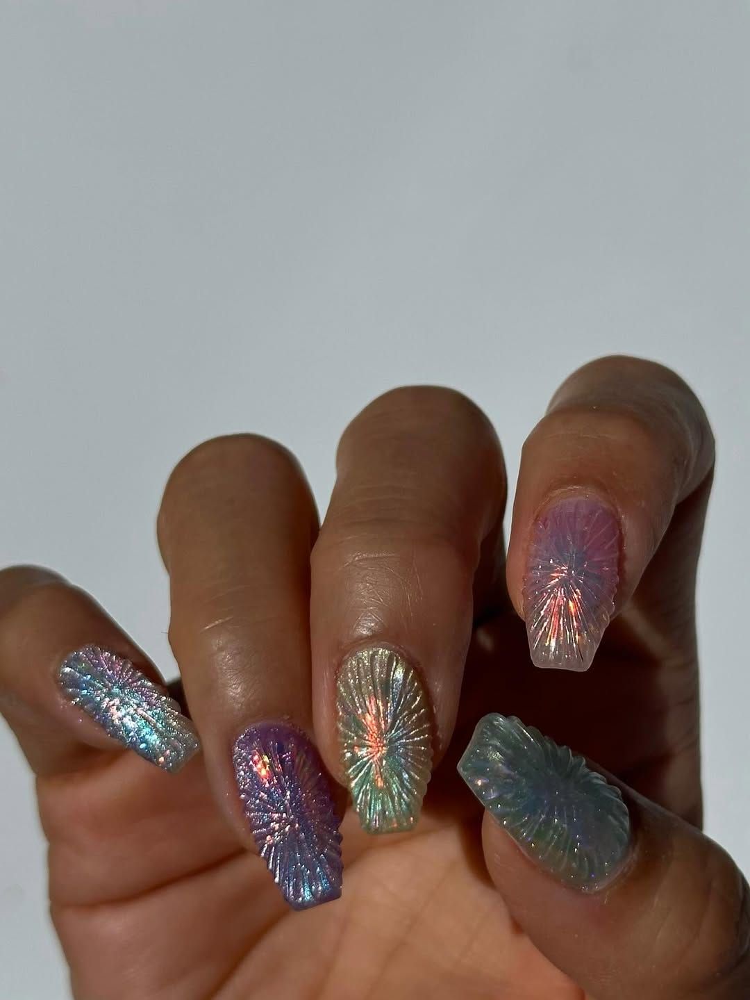 Ribbed Iridescent Pastel Coffin Nails Ribbed Iridescent Pastel Coffin Nails — Baddie Nails 2027