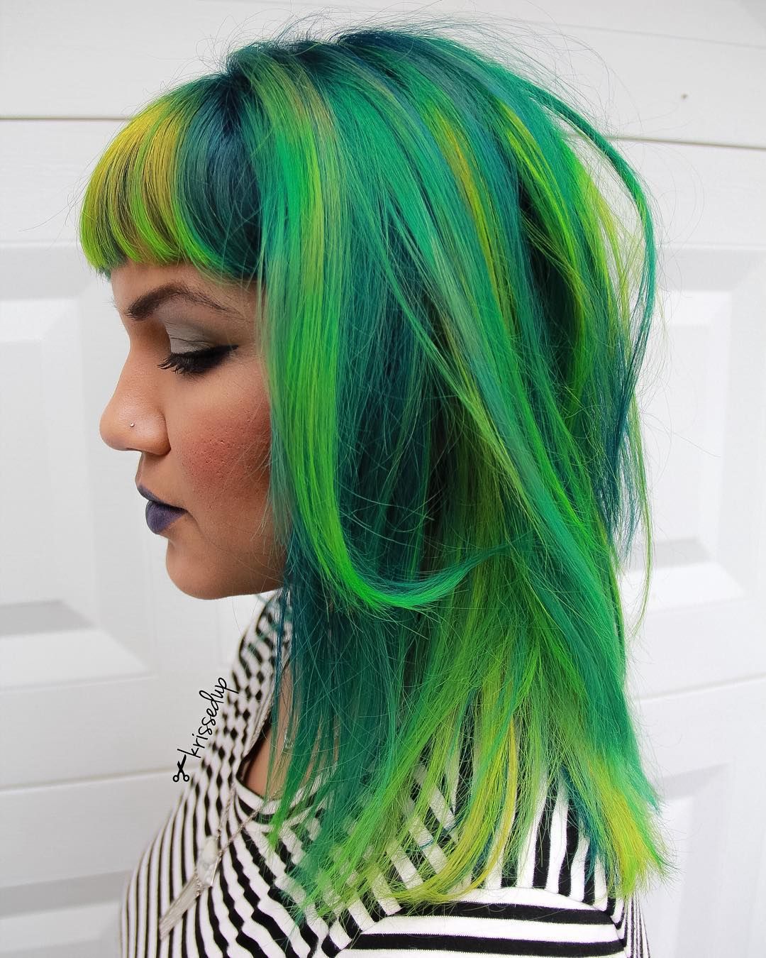 Vivid Green With Yellow Streaks Visual Idea — Green and Blonde Hair 2027