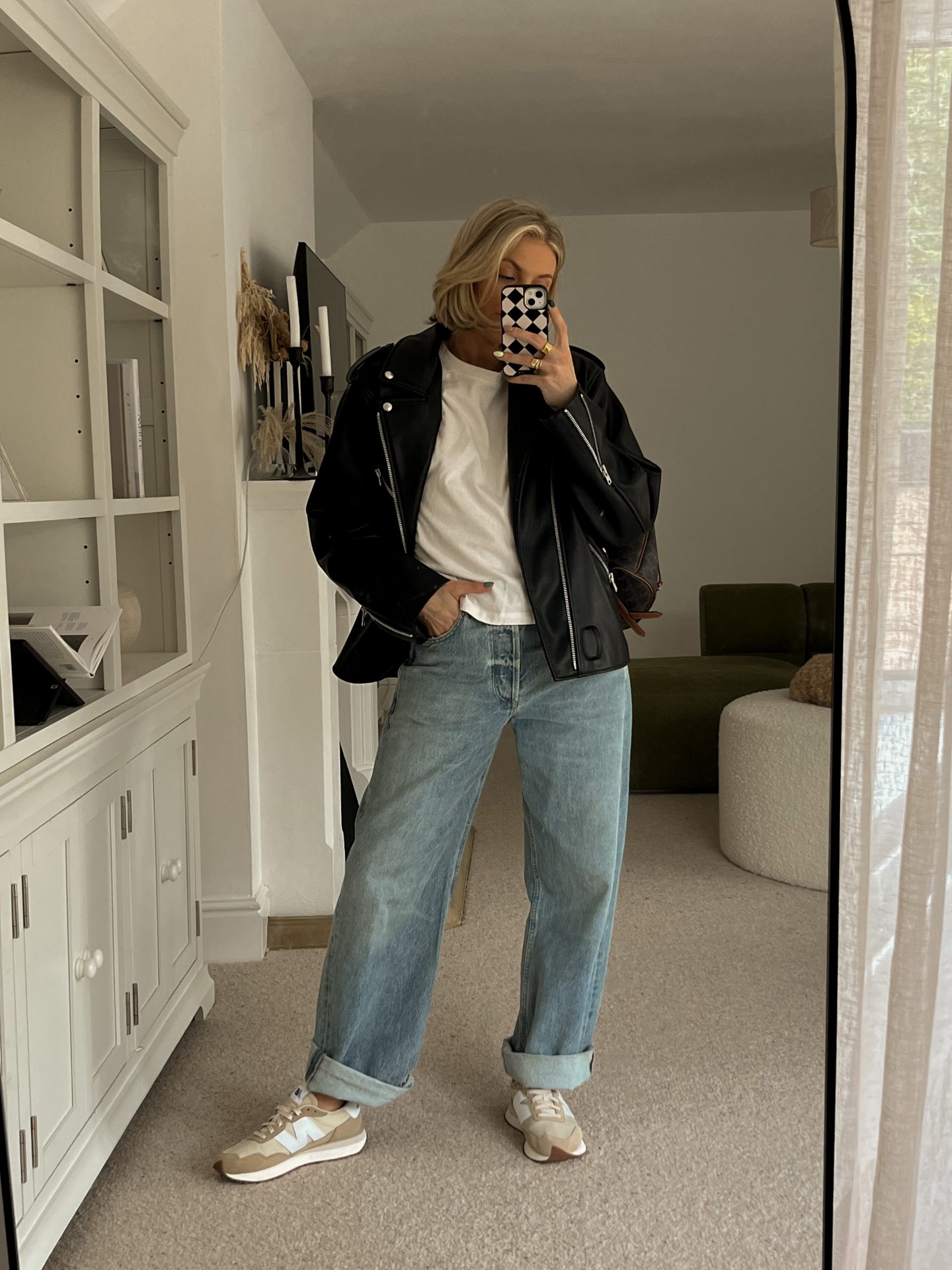 Urban Edge: Light Blue Wide-Leg Jeans with Biker Jacket Urban Edge: Light Blue Wide-Leg Jeans with Biker Jacket — Low Rise Jeans 2027