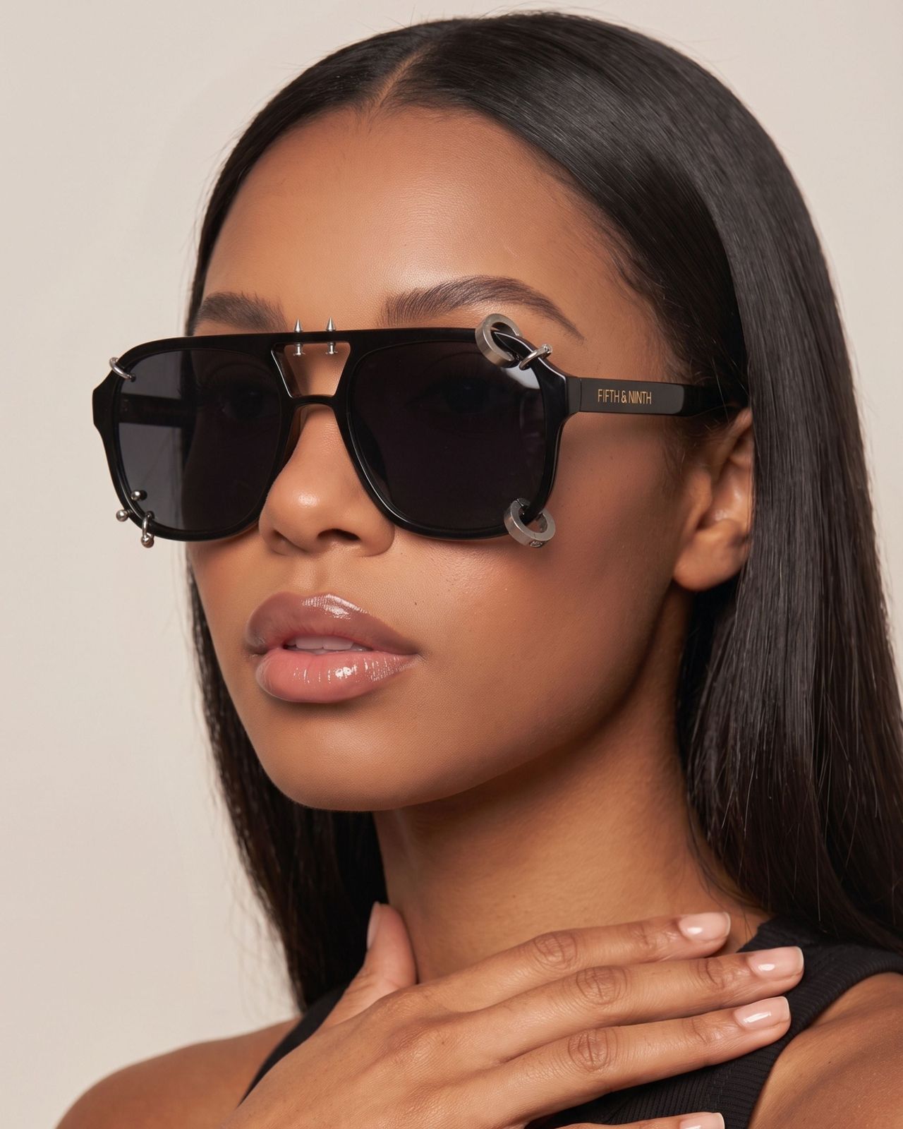 Black Aviators with Metal Details and Layered Necklaces — Aviator Sunglasses for Women 2027