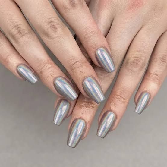 Chrome Visual Idea Chrome Visual Idea — Silver New Years Nails 2027