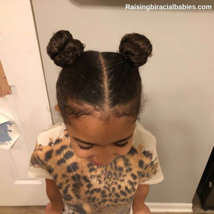 High Space Buns with Baby Hairs — School Hairstyles 2027 for Mixed Hair