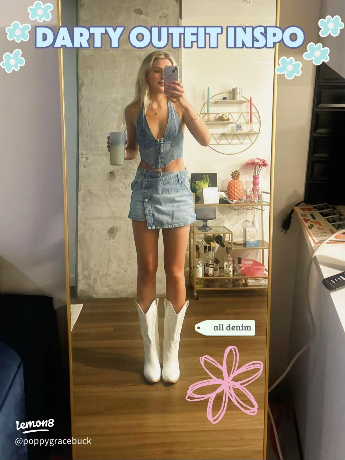 Denim Duo: Halter Top and Mini Skirt Set Denim Duo: Halter Top and Mini Skirt Set — Darty Outfits 2027