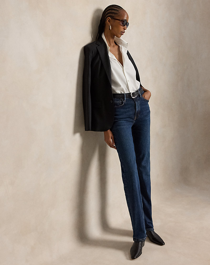 Polished Edge: Dark Jeans with a Draped Blazer Polished Edge: Dark Jeans with a Draped Blazer — Straight Leg Jeans Outfits 2027
